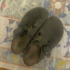 Birkenstock 25th Anniversary Boston Clogs Corduroy Ribbed Olive Green